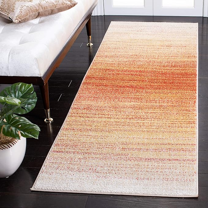 SAFAVIEH Adirondack Collection Runner Rug - 2'6" x 14', Orange & Red, Modern Ombre Design, Non-Shedding & Easy Care, Ideal for High Traffic Areas in Living Room, Bedroom (ADR142P)