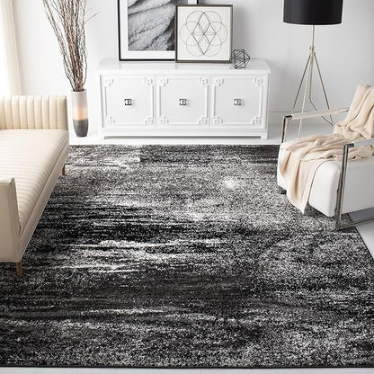 SAFAVIEH Adirondack Collection Runner Rug - 2'1" x 8', Silver & Black, Modern Abstract Design, Non-Shedding & Easy Care, Ideal for High Traffic Areas in Living Room, Bedroom (ADR112A)