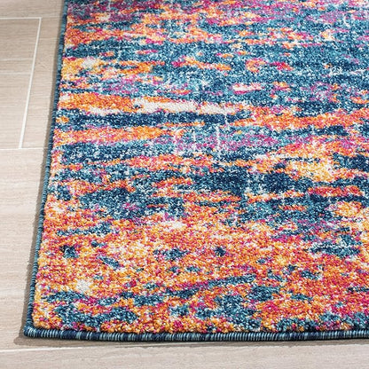 SAFAVIEH Evoke Collection 5'1" x 7'6" Navy / Orange EVK272N Modern Abstract Non-Shedding Living Room Bedroom Area Rug