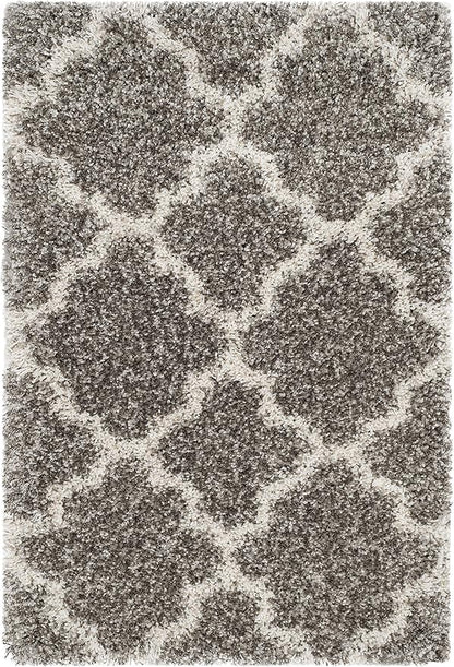 SAFAVIEH Hudson Shag Collection Accent Rug - 2' x 3', Grey & Ivory, Trellis Design, Non-Shedding & Easy Care, 2-inch Thick Ideal for High Traffic Areas in Entryway, Living Room, Bedroom (SGH282B)
