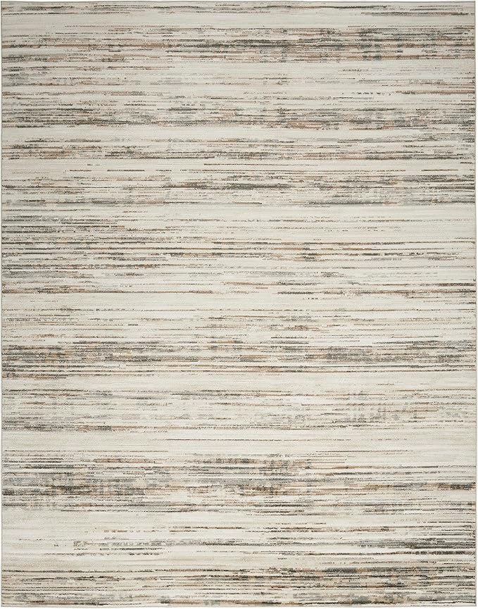 Nourison Serenity Home Abstract Ivory Beige 9' x 12' Area Rug, Easy Cleaning, Non Shedding, Bed Room, Living Room, Dining Room, Backyard, Deck, Patio (9x12)