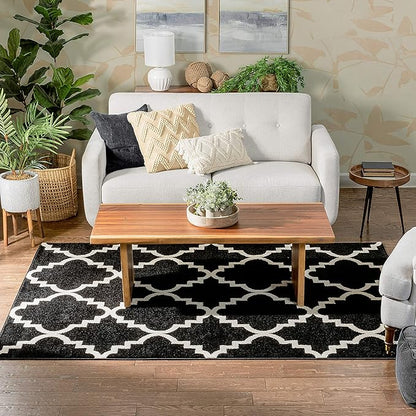 Well Woven Sydney LuLu's Lattice Black Modern Geometric Trellis Area Rug 7'10" x 10'6"