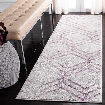 SAFAVIEH Adirondack Collection Runner Rug - 2'6" x 10', Ivory & Plum, Modern Geometric Distressed Design, Non-Shedding & Easy Care, Ideal for High Traffic Areas in Living Room, Bedroom (ADR253C)