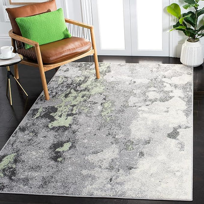 SAFAVIEH Adirondack Collection Area Rug - 5'1" x 7'6", Green & Grey, Modern Abstract Design, Non-Shedding & Easy Care, Ideal for High Traffic Areas in Living Room, Bedroom (ADR134F)