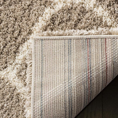 SAFAVIEH Hudson Shag Collection Runner Rug - 2'3" x 18', Beige & Ivory, Trellis Design, Non-Shedding & Easy Care, 2-inch Thick Ideal for High Traffic Areas in Living Room, Bedroom (SGH280S)