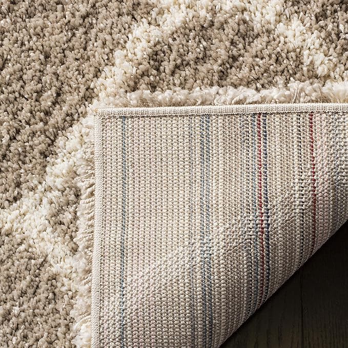 SAFAVIEH Hudson Shag Collection Runner Rug - 2'3" x 20', Beige & Ivory, Trellis Design, Non-Shedding & Easy Care, 2-inch Thick Ideal for High Traffic Areas in Living Room, Bedroom (SGH280S)