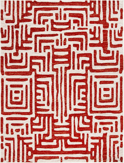 SAFAVIEH Amsterdam Collection Area Rug - 8' x 10', Ivory & Terracotta, Modern Abstract Design, Non-Shedding & Easy Care, Ideal for High Traffic Areas in Living Room, Bedroom (AMS106B)