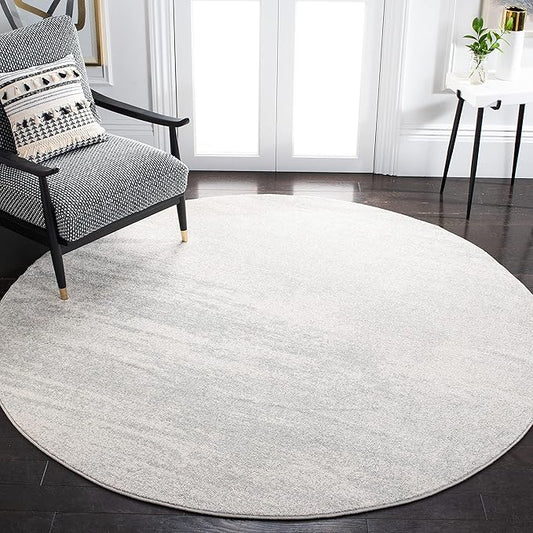 SAFAVIEH Evoke Collection Area Rug - 6'7" Round, Ivory & Sage, Modern Abstract Design, Non-Shedding & Easy Care, Ideal for High Traffic Areas in Living Room, Bedroom (EVK272B)