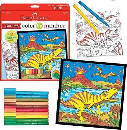 Faber-Castell Color by Number Foil Fun - T-Rex - Color and Display 1 Dinosaur Color by Number Board