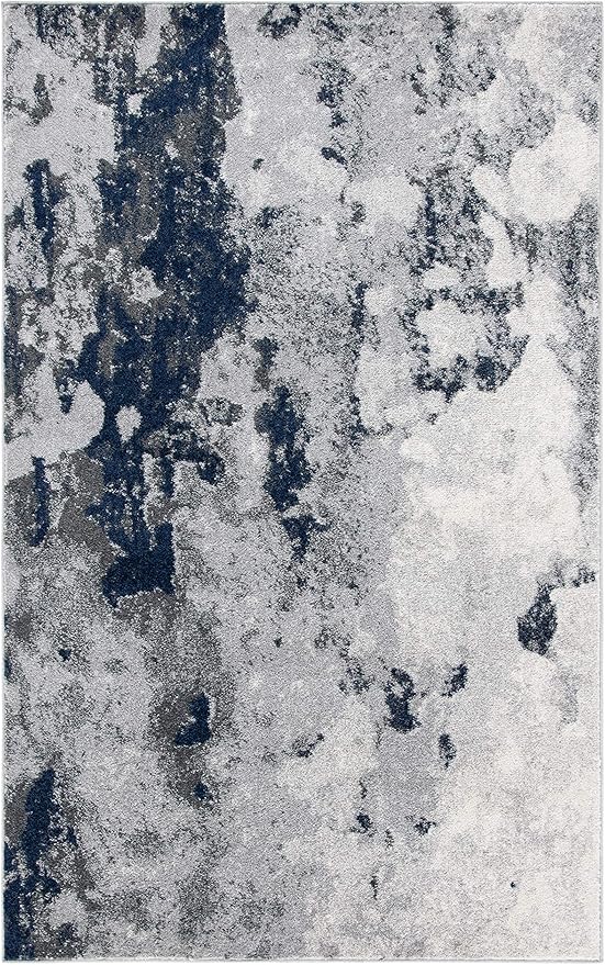SAFAVIEH Adirondack Collection Accent Rug - 3' x 5', Navy & Grey, Modern Abstract Design, Non-Shedding & Easy Care, Ideal for High Traffic Areas in Entryway, Living Room, Bedroom (ADR134N)