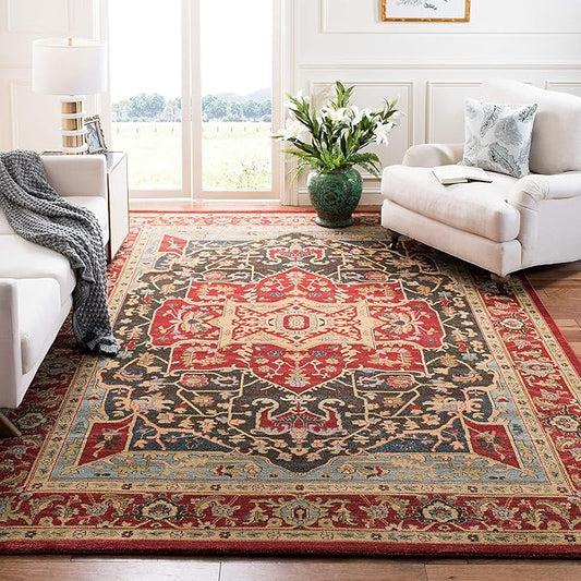 SAFAVIEH Mahal Collection 9' x 12' Red Red MAH625D Traditional Oriental Non-Shedding Living Room Bedroom Dining Home Office Area Rug