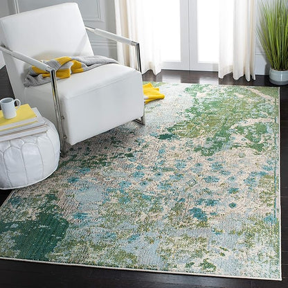 SAFAVIEH Madison Collection Area Rug - 6' x 9', Green & Blue, Modern Abstract Design, Non-Shedding & Easy Care, Ideal for High Traffic Areas in Living Room, Bedroom (MAD499X)