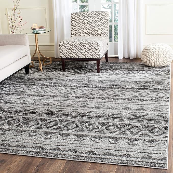 SAFAVIEH Adirondack Collection Runner Rug - 2'6" x 16', Ivory & Charcoal, Moroccan Boho Distressed Design, Non-Shedding & Easy Care, Ideal for High Traffic Areas in Living Room, Bedroom (ADR119N)