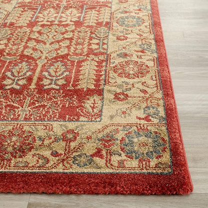 SAFAVIEH Mahal Collection Runner Rug - 2'2" x 8', Red & Natural, Traditional Oriental Design, Non-Shedding & Easy Care, Ideal for High Traffic Areas in Living Room, Bedroom (MAH697A)