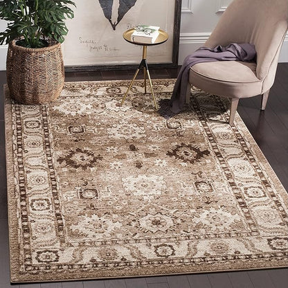 SAFAVIEH Vintage Hamadan Collection Area Rug - 5'3" x 7'6", Dark Grey & Ivory, Oriental Persian Design, Non-Shedding & Easy Care, Ideal for High Traffic Areas in Living Room, Bedroom (VTH214M)