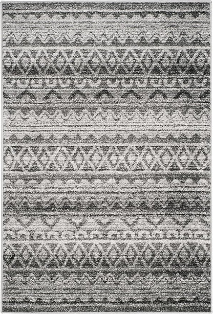 SAFAVIEH Adirondack Collection Accent Rug - 4' x 6', Ivory & Charcoal, Moroccan Boho Distressed Design, Non-Shedding & Easy Care, Ideal for High Traffic Areas in Foyer, Living Room, Bedroom (ADR119N)