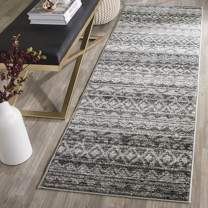 SAFAVIEH Adirondack Collection Runner Rug - 2'6" x 10', Ivory & Charcoal, Moroccan Boho Distressed Design, Non-Shedding & Easy Care, Ideal for High Traffic Areas in Living Room, Bedroom (ADR119N)