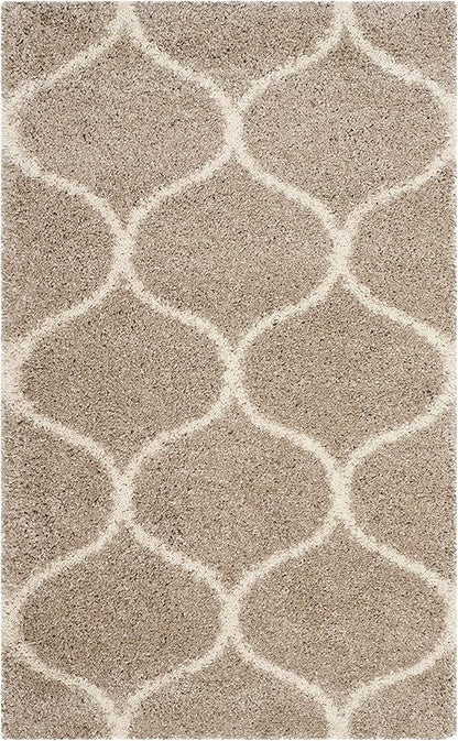 SAFAVIEH Hudson Shag Collection Accent Rug - 2'3" x 3'9", Beige & Ivory, Trellis Design, Non-Shedding & Easy Care, 2-inch Thick Ideal for High Traffic Areas in Entryway, Living Room, Bedroom (SGH280S)