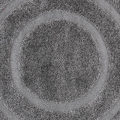 SAFAVIEH Florida Shag Collection Area Rug - 5' Round, Grey & Grey, Border Design, Non-Shedding & Easy Care, 1.2-inch Thick Ideal for High Traffic Areas in Living Room, Bedroom (SG454-8080)