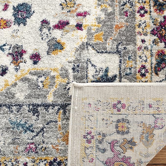 SAFAVIEH Evoke Collection 2'2" x 7' Ivory/Grey EVK275A Oriental Medallion Distressed Non-Shedding Living Room Entryway Foyer Hallway Bedroom Runner Rug