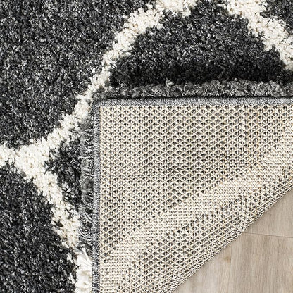 SAFAVIEH Hudson Shag Collection Accent Rug - 4' x 6', Dark Grey & Ivory, Trellis Design, Non-Shedding & Easy Care, 2-inch Thick Ideal for High Traffic Areas in Entryway, Living Room, Bedroom (SGH280G)