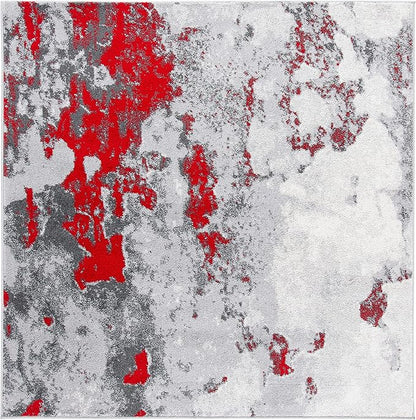 SAFAVIEH Adirondack Collection 10' Square Red / Grey ADR134Q Modern Abstract Non-Shedding Living Room Bedroom Dining Home Office Area Rug