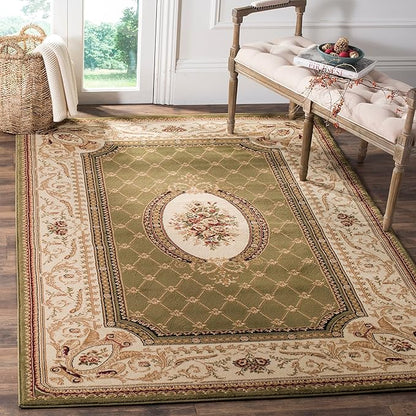 SAFAVIEH Lyndhurst Collection Accent Rug - 3'3" x 5'3", Sage & Ivory, Traditional European Design, Non-Shedding & Easy Care, Ideal for High Traffic Areas in Entryway, Living Room, Bedroom (LNH223A)
