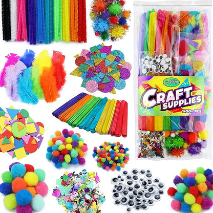 Arts and Crafts Supplies Kit for Kids - Boys and Girls Age 4 5 6 7 8 Years Old - Toddler Art Set Activity Materials - Great for Preschool and Kindergarten Crafting Project - Carl & Kay