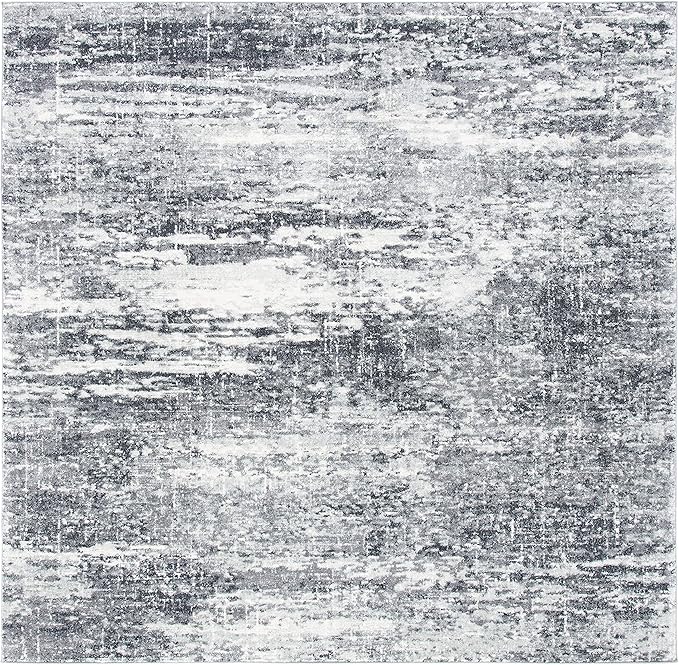 SAFAVIEH Evoke Collection 6'7" Square Ivory/Grey EVK272F Modern Abstract Non-Shedding Living Room Bedroom Dining Home Office Area Rug