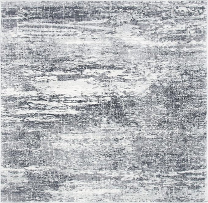 SAFAVIEH Evoke Collection 6'7" Square Ivory/Grey EVK272F Modern Abstract Non-Shedding Living Room Bedroom Dining Home Office Area Rug