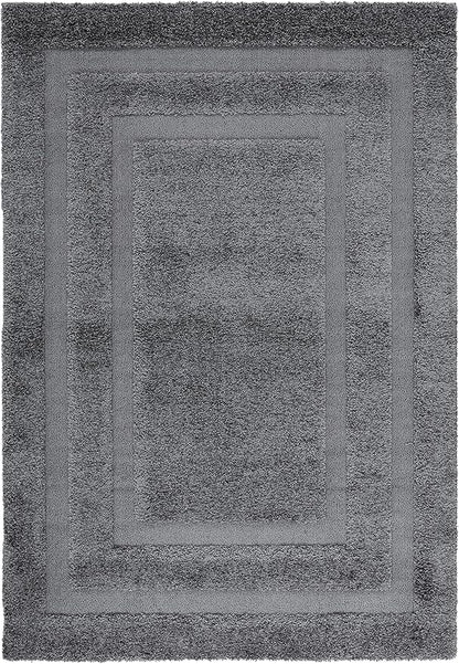 SAFAVIEH Florida Shag Collection Area Rug - 5'3" x 7'6", Grey & Grey, Border Design, Non-Shedding & Easy Care, 1.2-inch Thick Ideal for High Traffic Areas in Living Room, Bedroom (SG454-8080)