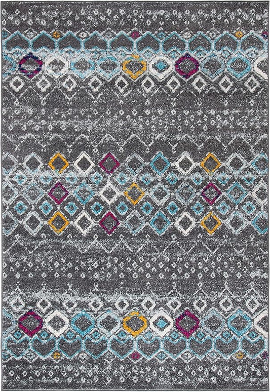 SAFAVIEH Amsterdam Collection Accent Rug - 2'3" x 4', Dark Grey & Ivory, Moroccan Boho Design, Non-Shedding & Easy Care, Ideal for High Traffic Areas in Entryway, Living Room, Bedroom (AMS108H)