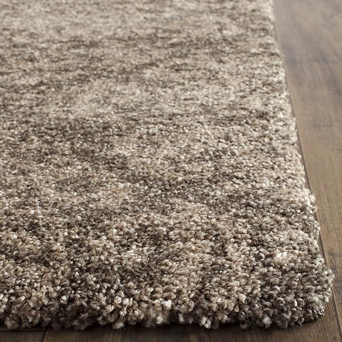 SAFAVIEH Florida Shag Collection Runner Rug - 2'3" x 13', Smoke & Beige, Damask Design, Non-Shedding & Easy Care, 1.2-inch Thick Ideal for High Traffic Areas in Living Room, Bedroom (SG460-7913)