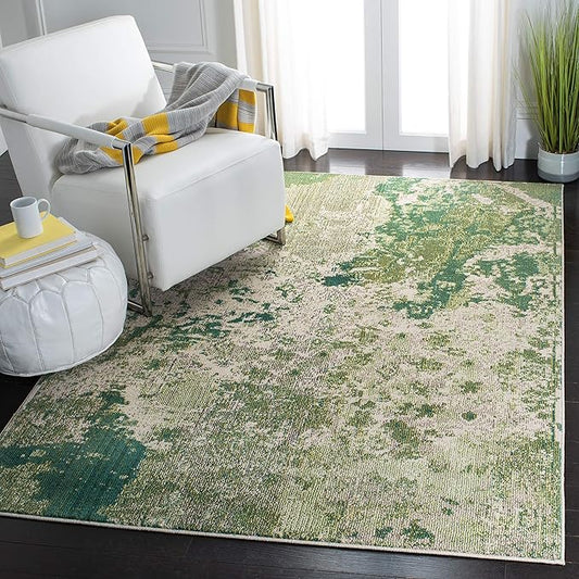 SAFAVIEH Madison Collection Area Rug - 6' x 9', Green & Ivory, Modern Abstract Design, Non-Shedding & Easy Care, Ideal for High Traffic Areas in Living Room, Bedroom (MAD499Y)