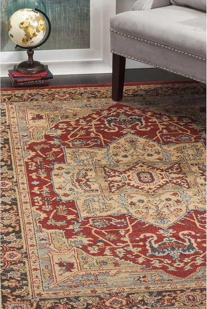 SAFAVIEH Mahal Collection 9' x 12' Natural Navy MAH625B Traditional Oriental Non-Shedding Living Room Bedroom Dining Home Office Area Rug