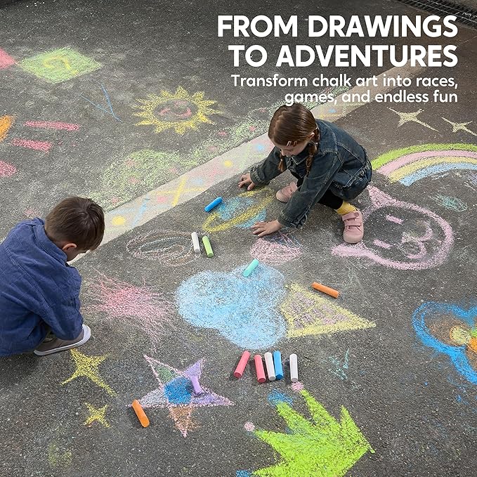 16 PCS Sidewalk Chalks Set Non-Toxic Washable Jumbo Chalk Bulk for Toddlers 1-3, Painting on Chalkboard, Driveway and Playground, Outdoor Activities, Gift for Kids, School Supplies
