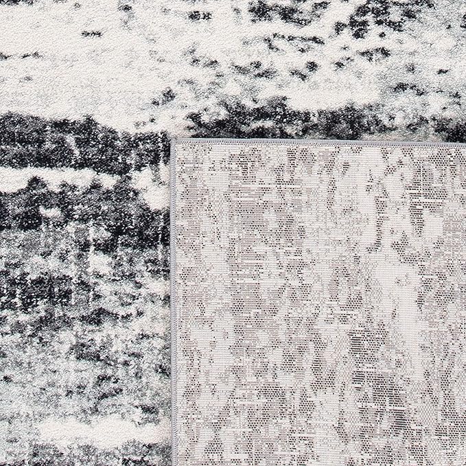 SAFAVIEH Evoke Collection 5'1" x 7'6" Ivory / Dark Grey EVK272G Modern Abstract Non-Shedding Living Room Bedroom Area Rug