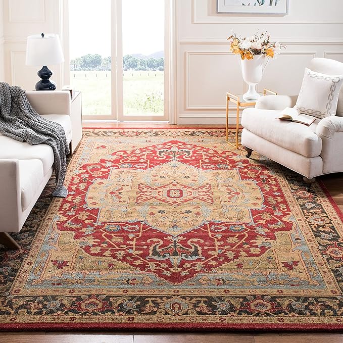 SAFAVIEH Mahal Collection 9' x 12' Natural Navy MAH625B Traditional Oriental Non-Shedding Living Room Bedroom Dining Home Office Area Rug