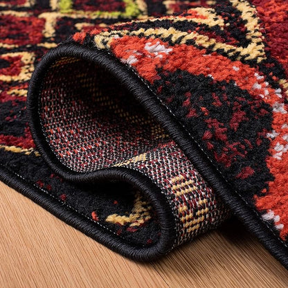 SAFAVIEH Amsterdam Collection Runner Rug - 2'3" x 18', Black & Multi, Moroccan Boho Design, Non-Shedding & Easy Care, Ideal for High Traffic Areas in Living Room, Bedroom (AMS108P)
