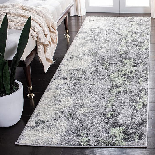 SAFAVIEH Adirondack Collection Runner Rug - 2'6" x 12', Green & Grey, Modern Abstract Design, Non-Shedding & Easy Care, Ideal for High Traffic Areas in Living Room, Bedroom (ADR134F)