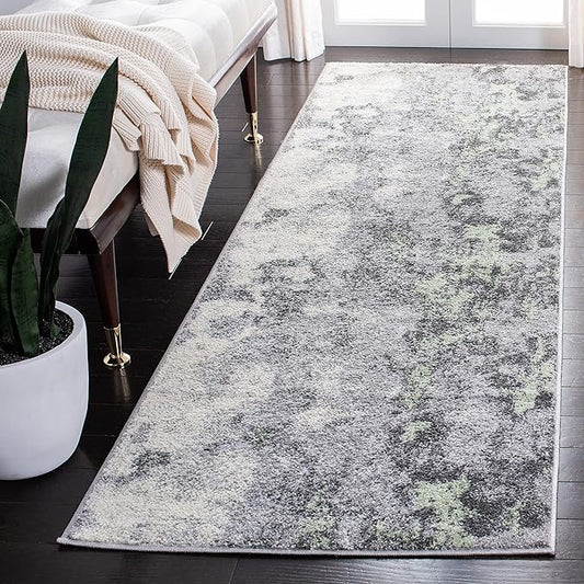 SAFAVIEH Adirondack Collection Runner Rug - 2'6" x 10', Green & Grey, Modern Abstract Design, Non-Shedding & Easy Care, Ideal for High Traffic Areas in Living Room, Bedroom (ADR134F)