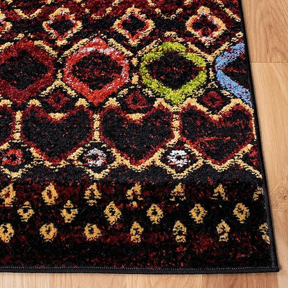 SAFAVIEH Amsterdam Collection Accent Rug - 4' x 6', Black & Multi, Moroccan Boho Design, Non-Shedding & Easy Care, Ideal for High Traffic Areas in Entryway, Living Room, Bedroom (AMS108P)