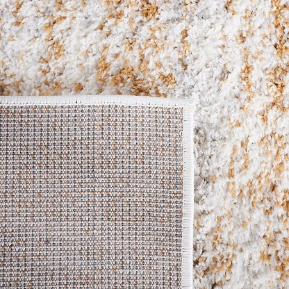 SAFAVIEH Berber Shag Collection Runner Rug - 2'3" x 8', Ivory & Light Gold, Non-Shedding & Easy Care, 1.2-inch Thick Ideal for High Traffic Areas in Living Room, Bedroom (BER563D)