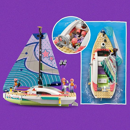 LEGO Friends Stephanie's Sailing Adventure Toy Boat Set 41716, Sailboat Building Toy with Island, Drone, and 3 Mini Figures, Creative Sailing Gift for Kids, Girls, Boys Age 7+ Years Old