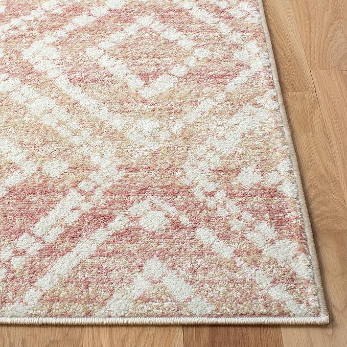 SAFAVIEH Adirondack Collection Accent Rug - 4' x 6', Rose & Gold, Modern Diamond Distressed Design, Non-Shedding & Easy Care, Ideal for High Traffic Areas in Entryway, Living Room, Bedroom (ADR131Q)