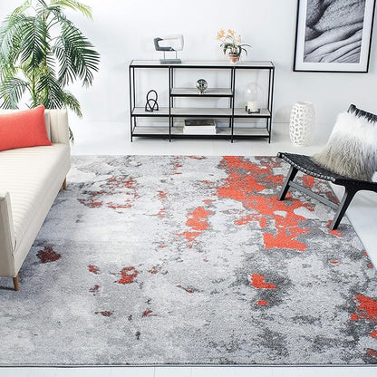 SAFAVIEH Adirondack Collection Area Rug - 9' x 12', Orange & Grey, Modern Abstract Design, Non-Shedding & Easy Care, Ideal for High Traffic Areas in Living Room, Bedroom (ADR134P)
