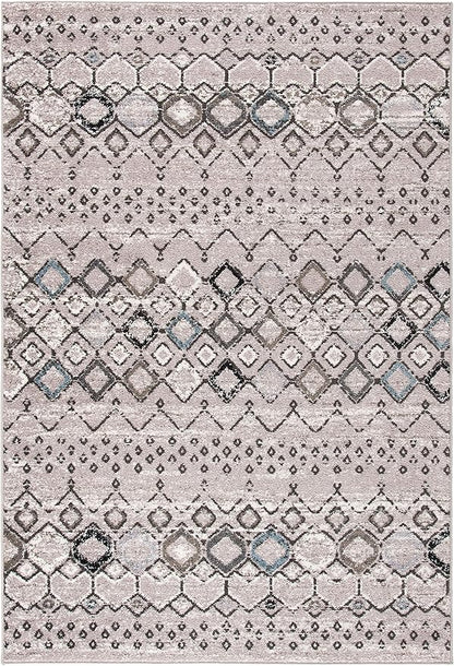 SAFAVIEH Amsterdam Collection Accent Rug - 3' x 5', Light Grey & Brown, Moroccan Boho Design, Non-Shedding & Easy Care, Ideal for High Traffic Areas in Entryway, Living Room, Bedroom (AMS108F)
