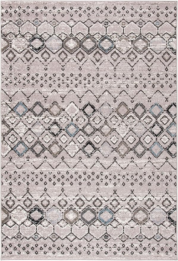 SAFAVIEH Amsterdam Collection Accent Rug - 3' x 5', Light Grey & Brown, Moroccan Boho Design, Non-Shedding & Easy Care, Ideal for High Traffic Areas in Entryway, Living Room, Bedroom (AMS108F)