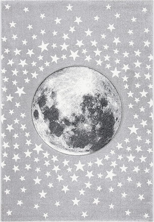 SAFAVIEH Carousel Kids Collection Area Rug - 9' x 12', Light Grey & White, Non-Shedding & Easy Care, Ideal for High Traffic Areas for Boys & Girls in Playroom, Nursery, Bedroom (CRK135F)