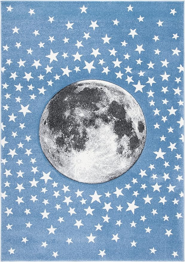 SAFAVIEH Carousel Kids Collection Accent Rug - 2' x 3', Light Blue & Grey, Non-Shedding & Easy Care, Ideal for High Traffic Areas for Boys & Girls in Playroom, Nursery, Bedroom (CRK135L)